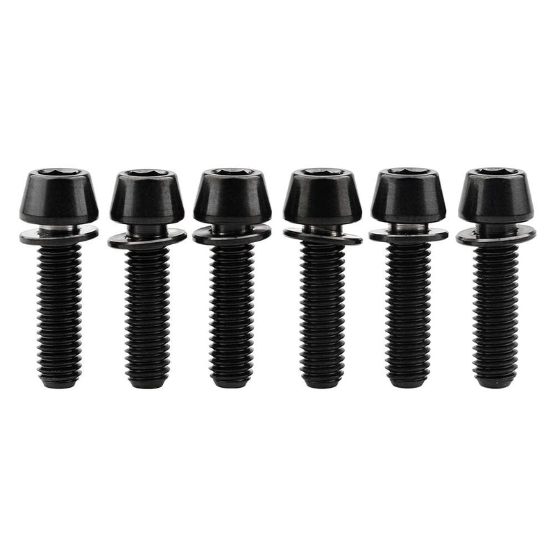  [AUSTRALIA] - Wanyifa Titanium Ti Allen Hex M5x16 18mm Tapered Head Bolt with Washer Screw for Bicycle Stem Parts Pack of 6 (Black, M5x18mm) Black
