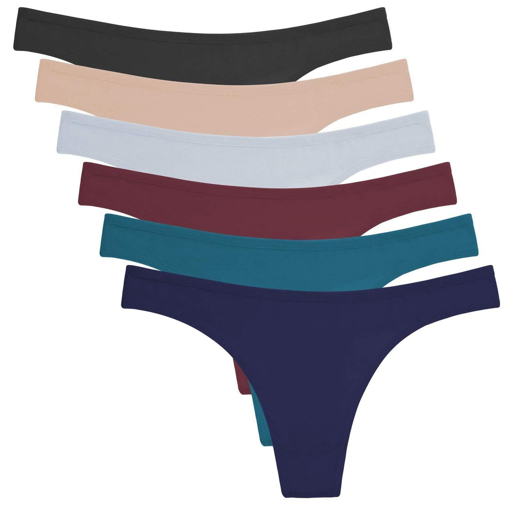ANZERMIX Women's Breathable Cotton Thong Panties Pack of 6 Small 6-pack Dark Vintage - LeoForward Australia