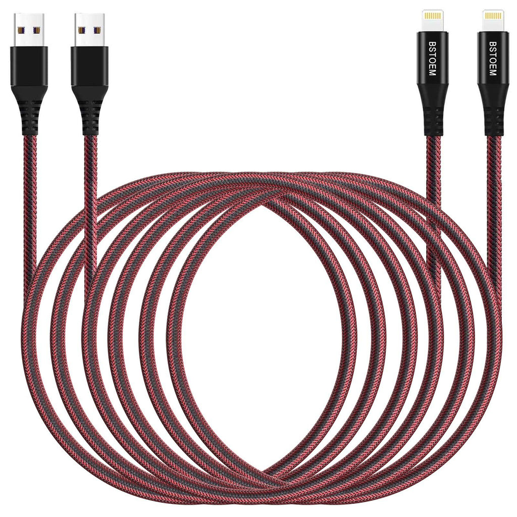 Long iPhone Charger Apple 10ft Extra Lightning Charging Cable 2Pack 10 Foot Cord for iPhone 13/12/11 Pro/X/Xs Max/XR/8 Plus//7/6/6s/SE/5c/5s/5 iPad Air 2/Mini/ 3Meter 10Feet Charge Wire red 2Pack 10ft - LeoForward Australia