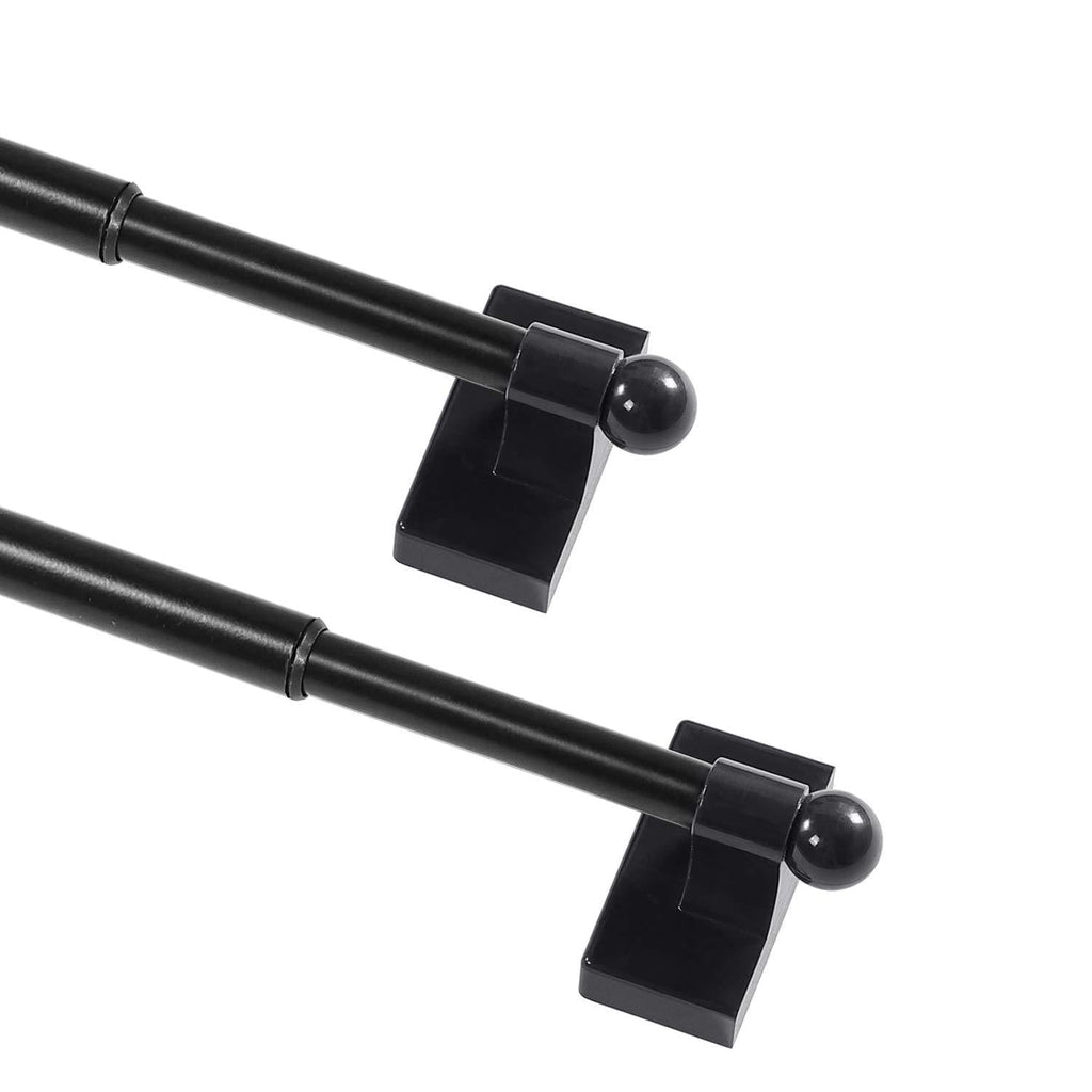  [AUSTRALIA] - Magnetic Curtain Rods for Metal Doors Multi-Use Curtain Rods for Small Windows Cafe Sidelight and Iron Steel Places, 1/2 Inch Diameter, Tool Free (2 Pack, Adjust from 16 to 28 Inch, Black) 2 Pack | 16 to 28 Inch
