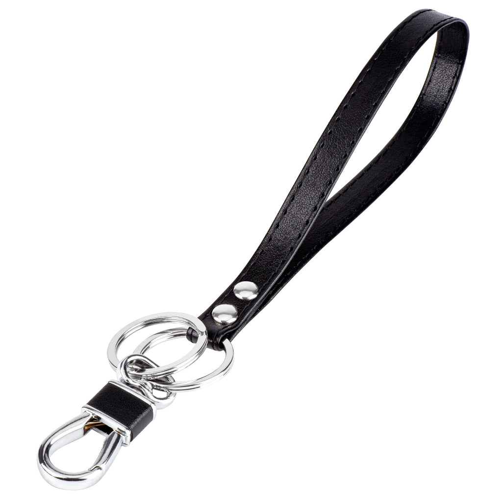  [AUSTRALIA] - Amazon Essentials Keychain for women - Lanyard Key Chain with Detachable Alloy Metal Rings One Size Black