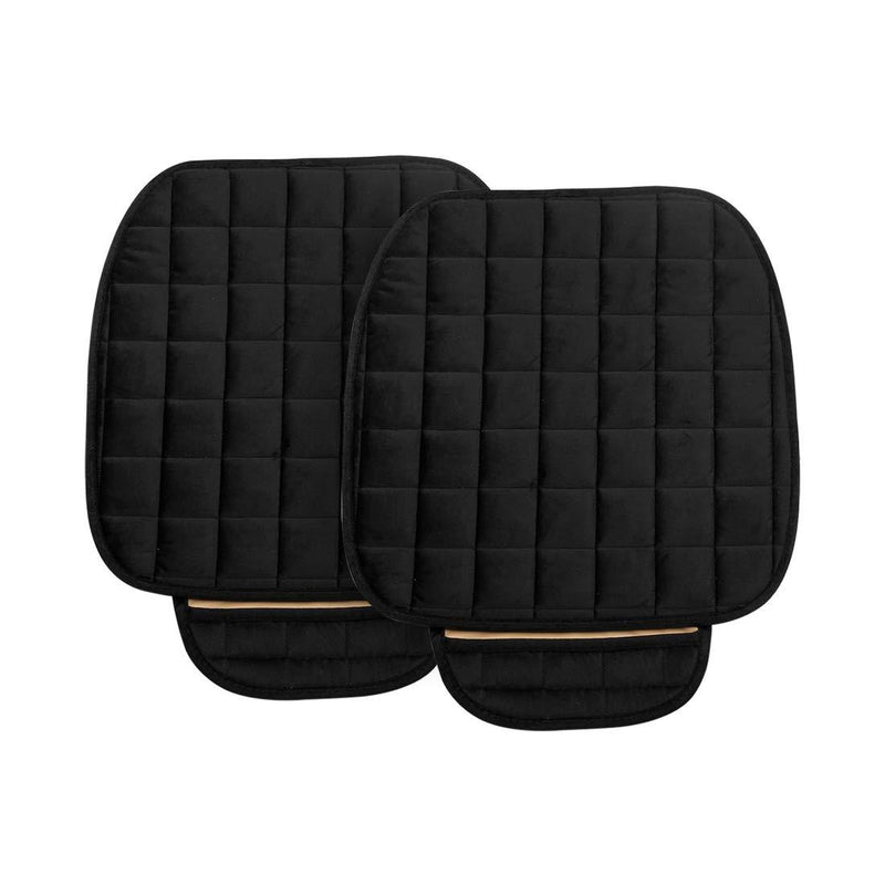  [AUSTRALIA] - uxcell 2pcs Front Car Seat Cushion Interior Car Pad Mat with Breathable Plush for Automotive Home Chair Universal Four Seasons General Black