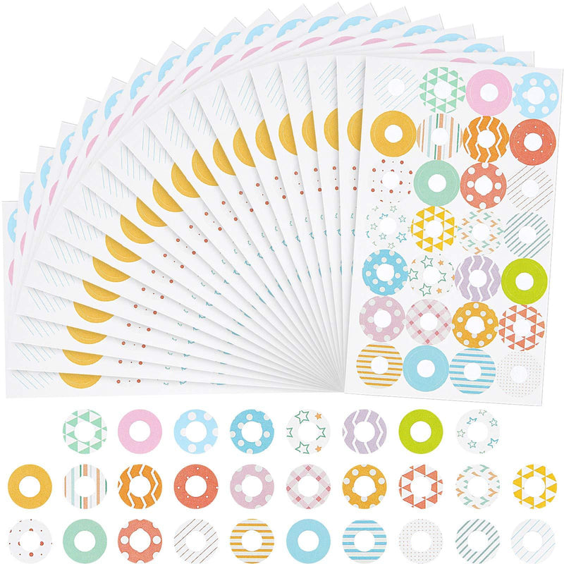 Self Adhesive Set of Fashion Loose-Leaf Paper Reinforcement Labels, Assorted Donut Designs, Great for School, Home and Office (Style E) - LeoForward Australia