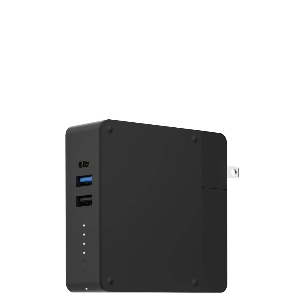 Mophie powerstation hub - Portable battery hub with foldable AC power prongs - Compatible with Qi-enabled devices, smartphones, tablets, and other USB devices - Black (401102474) - LeoForward Australia