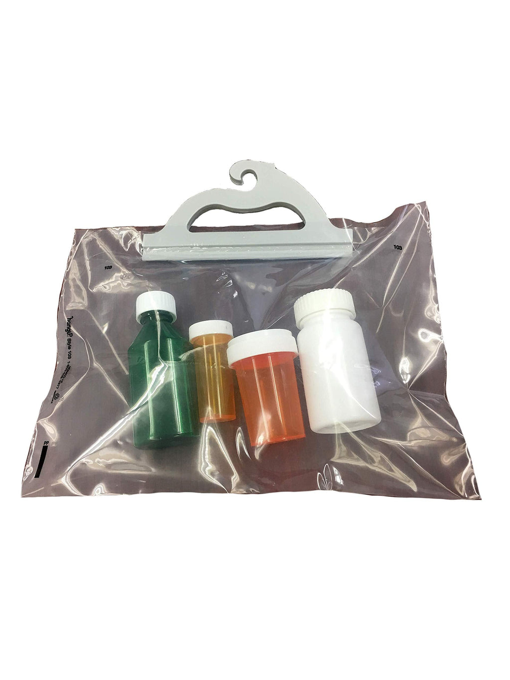  [AUSTRALIA] - Hangup Deluxe Storage Bag - 14 x 12.5 inches - Clear with White Handle - Pack of 5 by AmexDrug (Hanging Storage Bag, Portable)