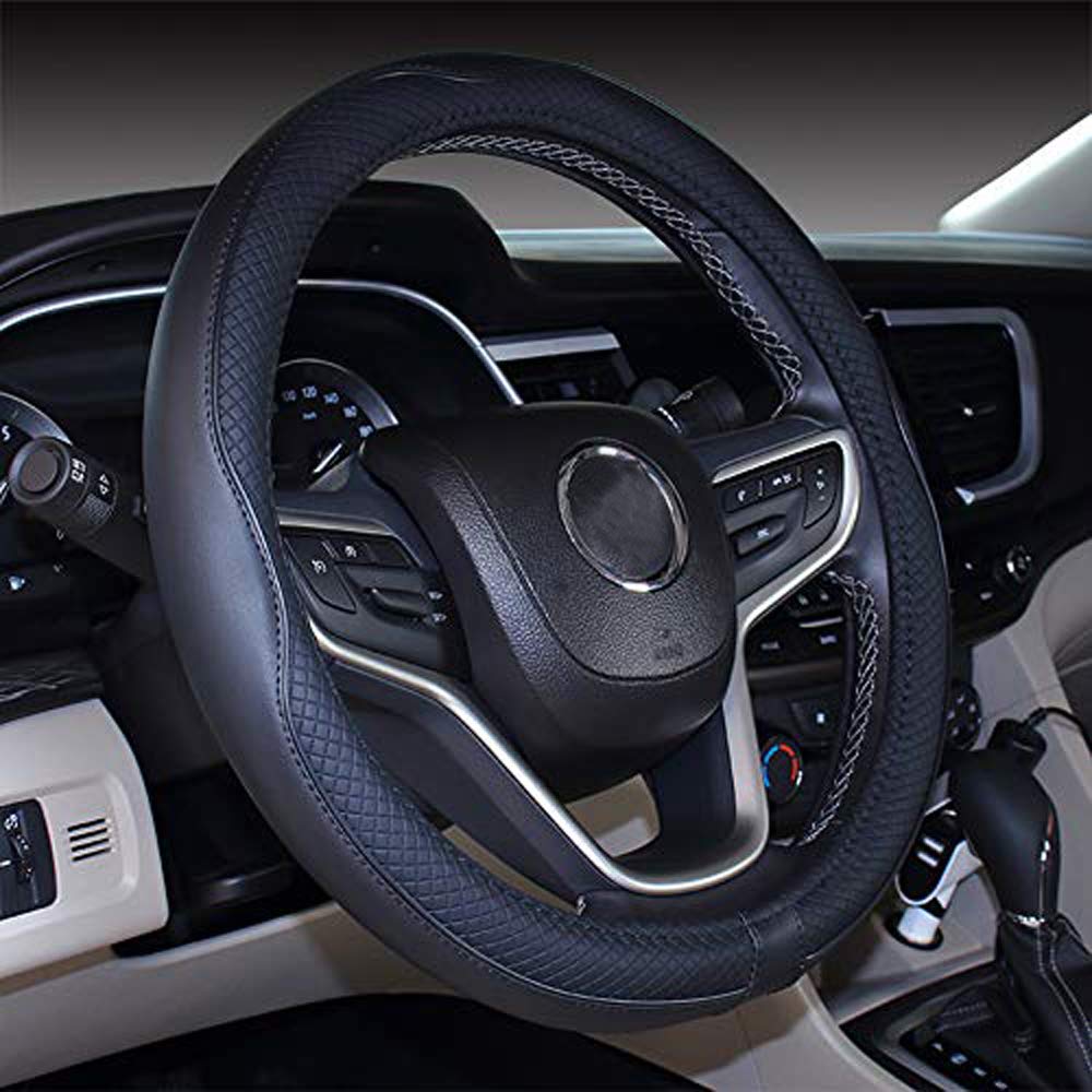  [AUSTRALIA] - 2019 New Microfiber Leather Car Extra Large 19 Inch Steering wheel Cover for Big Trucks (19'', Black) 18.3-18.7''