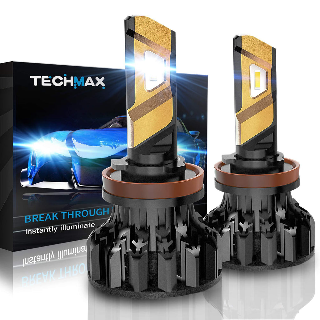 TECHMAX H11 LED Headlight Bulb,360 Degree Adjustable Beam Angle Cree Chips 12000Lm 6500K Xenon White Extremely Bright H8 H9 Conversion Kit of 2 - LeoForward Australia