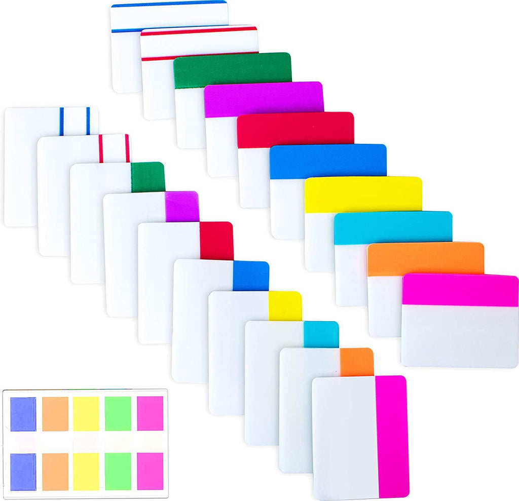  [AUSTRALIA] - 500 Pieces Tabs 2 Inch Sticky Index Tabs, Writable and Repositionable File Tabs Flags Colored Page Markers Labels for Reading Notes, Books and Classify Files, 21 Sets 10 Colors (2 inch)