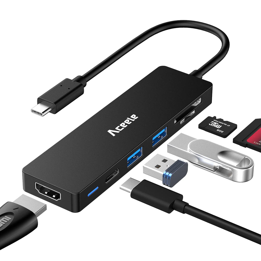 USB C Hub, Aceele USBC Multiport Adapter Dongle with 4K HDMI, 100W Power Delivery, USB 3.0 Ports, SD/TF Card Reader for Thunderbolt 3 MacBook Pro Air 2020/2019, XPS 13, Type C Laptop USB C Hub - LeoForward Australia