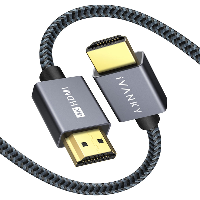  [AUSTRALIA] - 4K HDMI Cable 10ft, iVANKY 18Gbps High Speed HDMI 2.0 Cable, 4K@60Hz HDR Aluminum Shell Braided HDMI Cord, 2K, 1080P, 3D, 32AWG, ARC for MacBook Pro 2021, UHD TV, Laptop, Monitor, PS4, Xbox One, &More 10 feet Grey 1