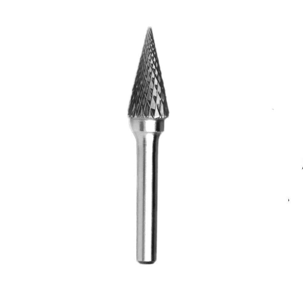 Carbide Burr KangTeer 12mm Dia 1/4" Shank Cone Shape Double Cut Tungsten Carbide Rotary File Cutting Burs Tool Rotary Drill Die Grinder Bits (M(1/4,12mm)) M(1/4,12mm) - LeoForward Australia