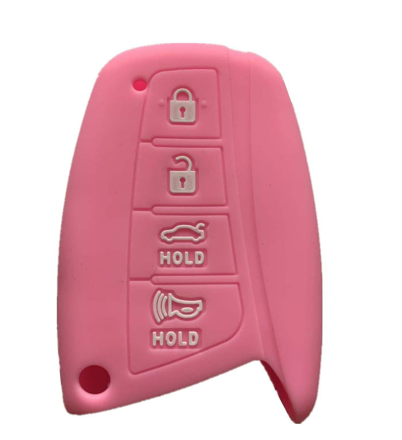 [AUSTRALIA] - Rpkey Silicone Keyless Entry Remote Control Key Fob Cover Case protector For 2015 2016 Hyundai Genesis 2013 2014 2015 Santa Fe 2014 2015 Equus 2015 Azera SY5DMFNA04 95440-4Z200(Pink)