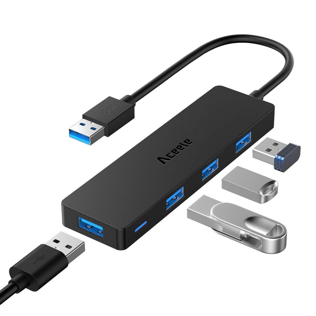 USB 3.0 Hub Splitter- 4 Port Extra Slim Multiport Expander for Desktop Computer PC, PS4, Laptop, iMac - LeoForward Australia