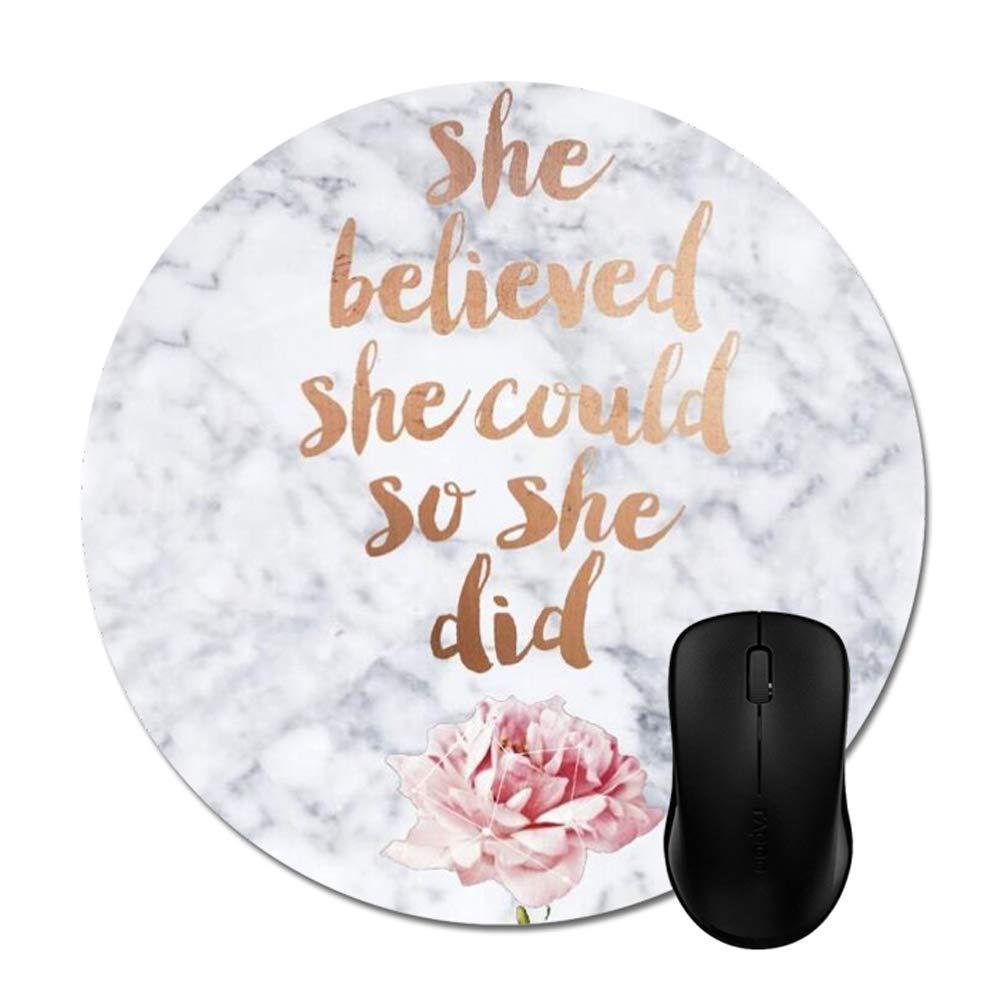 Quotes Marble Mouse Pads White Rose Gold Mouse Mat Stylish Office Accessories 8in - LeoForward Australia