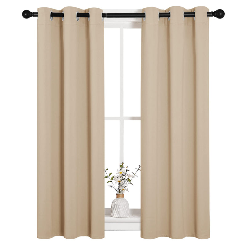 NICETOWN Room Darkening Curtain Panels for Living Room, Thermal Insulated Grommet Room Darkening Draperies/Drapes for Window (Biscotti Beige, 2 Panels, W29 x L45 -Inch) 29" W x 45" L Biscotti Beige - LeoForward Australia