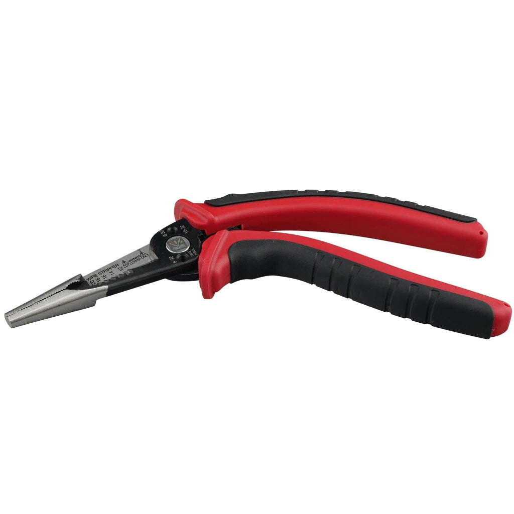  [AUSTRALIA] - KAIFNT K602 Ergonomic 6-In-1 Combination Wire Service Tool, Stripping Crimping and Gripping Pliers, 8" Electrician Pliers