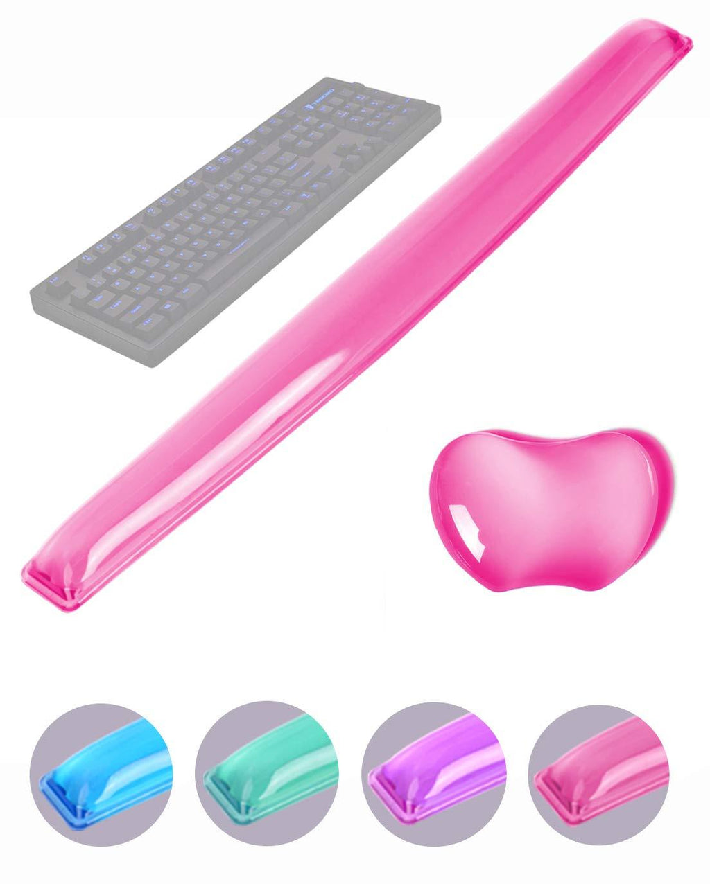 Silicone Gel Keyboard Wrist Rest Set Plus Keyboard & Mouse Wrist Support Pad Office, Computer, Laptop, Mac - Durable, Comfortable and Pain Relief - Pink Set Pink Wrist Rest Set-plus-(New Upgrade Packaging) - LeoForward Australia