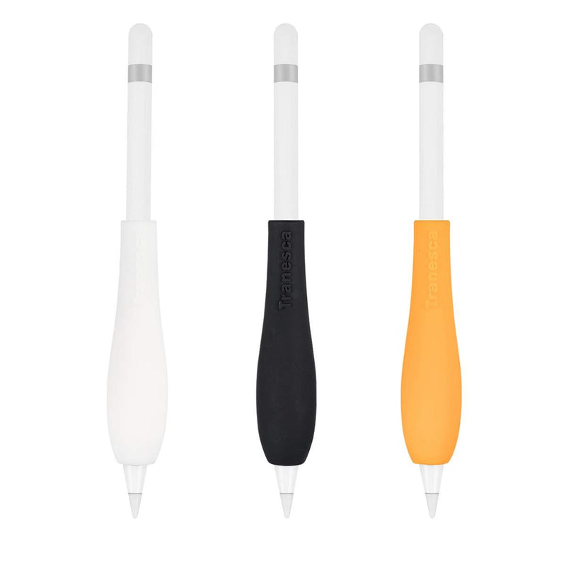 Tranesca Ergonomic Grip Holder for Apple Pencil- (Black+White+Orange - 3 in a Pack) -Must Have Apple Pencil Accessories 3 Colors Pack - LeoForward Australia
