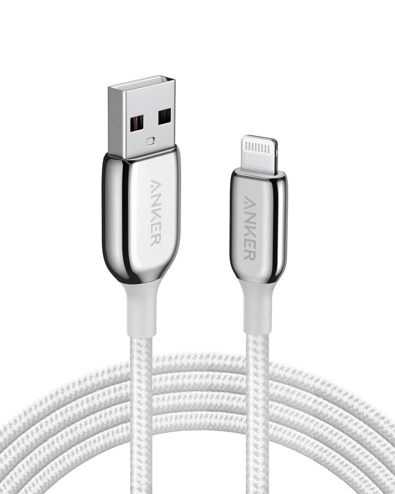 Anker Powerline+ III Lightning to USB A Cable, (6ft MFi Certified), USB Charging/Sync Lightning Cord Compatible with iPhone 11 / Xs MAX/XR/X / 8/7 / iPad and More (Silver) 6ft Silver - LeoForward Australia