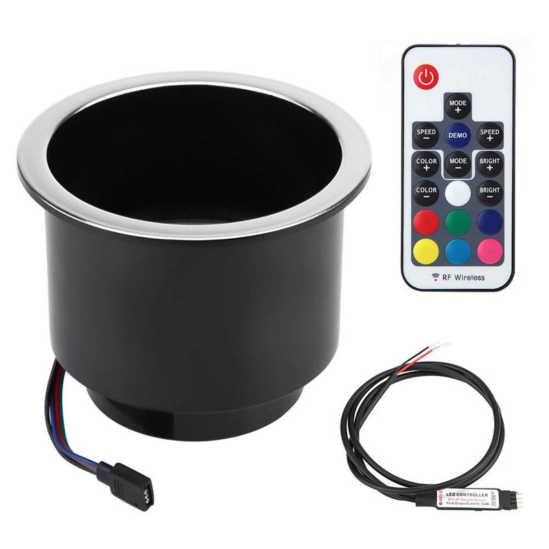  [AUSTRALIA] - Terisass Drink Cup Holder, IP66 Waterproof Drink Cup Holder with Plastic RGB LED Light Remote Control Marine Boat Car Truck RV