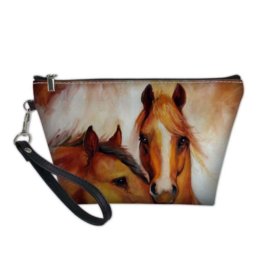 FOR U DESIGNS Women Large Portable Travel Cosmetic Organizer Horse Printed Clutch Pouch Bag with Zipper Closure - LeoForward Australia