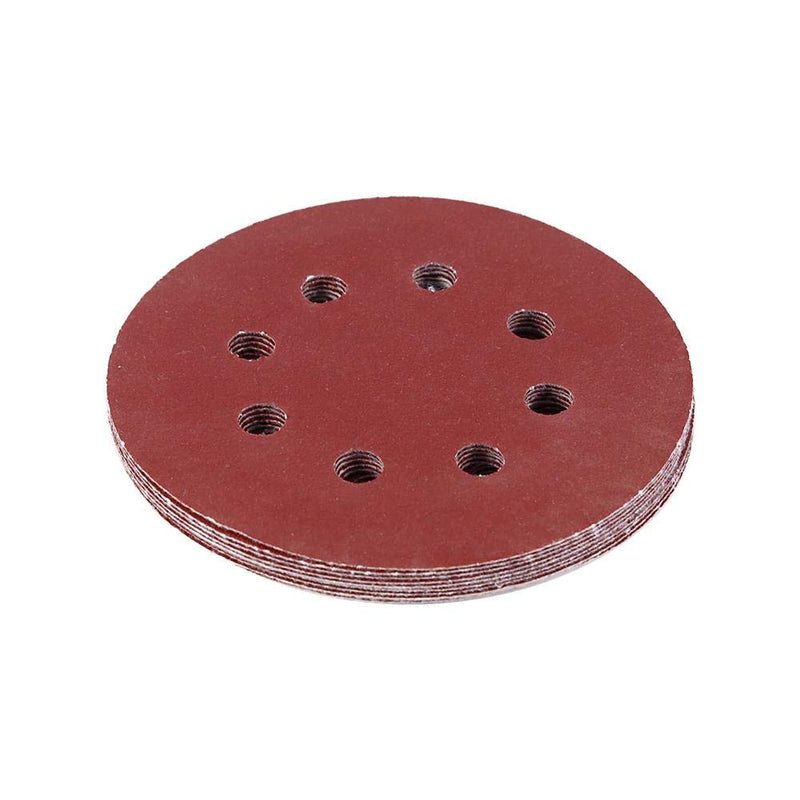  [AUSTRALIA] - 10Pcs 125mm Sanding Discs,Round Shape Red Sanding Discs,8 Holes Sanding Discs,Sanding Disc Pads,Sandpaper Assorted for Random Orbital Sander (150#)