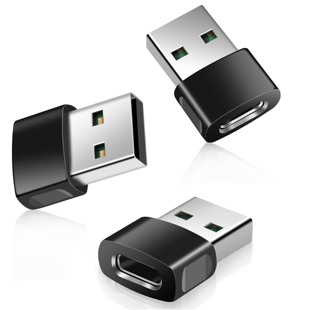  [AUSTRALIA] - USB-C Female to USB Male Adapter 3-Pack,Zinc Alloy Type-C to USB Charger Connector for iPhone 11 12 13 Pro SE,Airpods iPad Air 4 4th 6 6th 8 9 Generation 2021,Samsung Galaxy 21 S20 S21 Note 10 A71 A72 Black