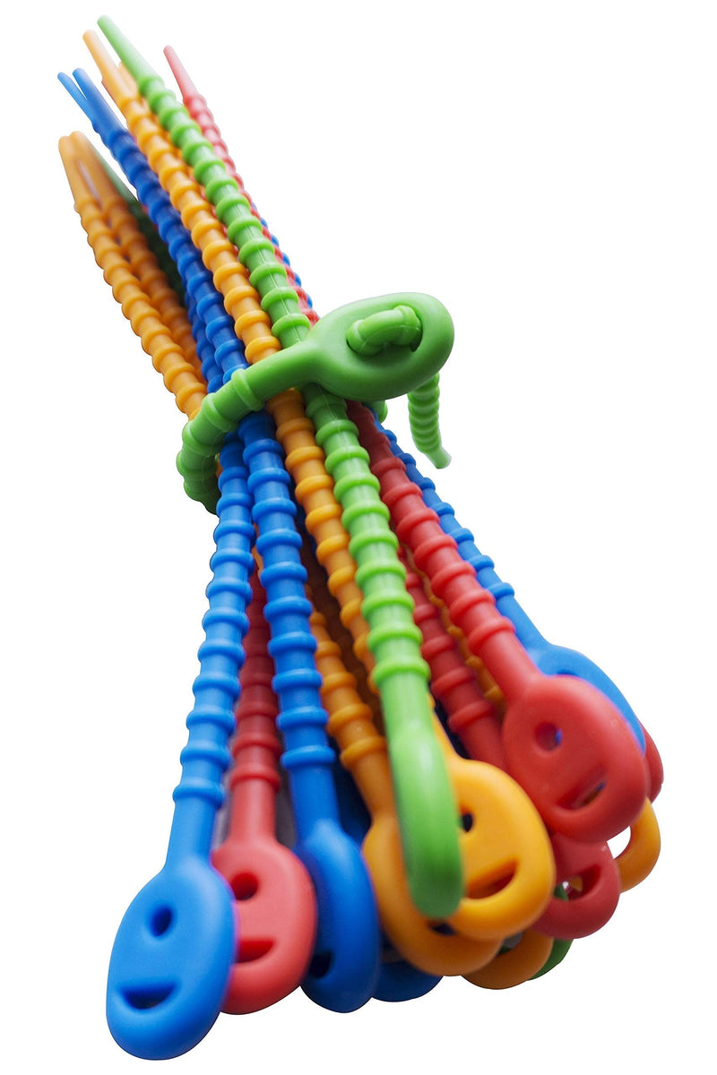  [AUSTRALIA] - Multi Purpose Silicone Zip Ties - 20 pcs - 6 inch Reusable Zip Ties - Releasable Zip Ties in Multi Color (Red, Blue, Green, Orange) - Ties for Home, Office from EcoSearene