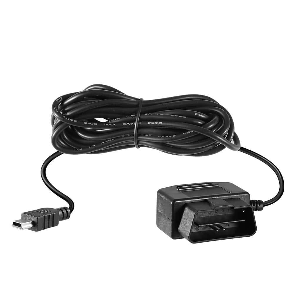  [AUSTRALIA] - OBD2 OBD Power Cable for Dash Camera, Ssontong OBD to Mini USB OBDII Adapter Hardwire Charger Cable 24 Hours Surveillance and Acc Two Mode Black