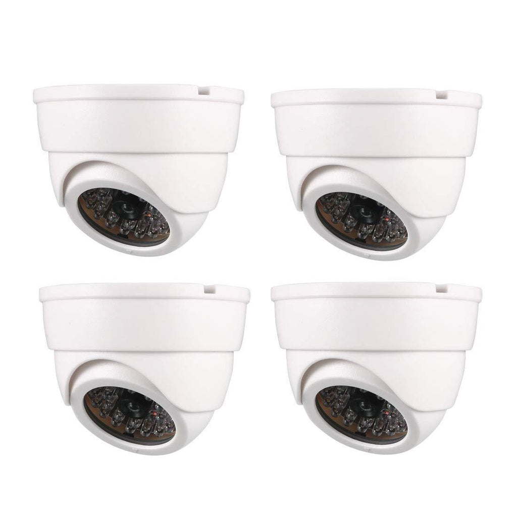 [AUSTRALIA] - uxcell Fake Security Camera Dummy Dome CCTV with Blinking Red LED Warning Light for Home Outdoor Indoor White 4pcs