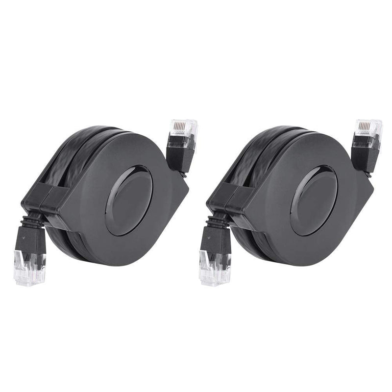  [AUSTRALIA] - Zerone CAT 6 Ethernet Cable Ultra Flat, Adjustable Retractable CAT6 RJ45 LAN Network Cable Patch Shielded Flat Ethernet Cord(2M) (2 Pack) 2 Pack