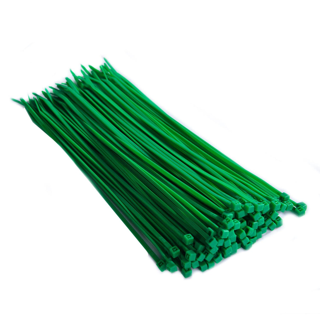  [AUSTRALIA] - Nylon Zip Ties Heavy Duty- 8 Inch Green ,Multi-Purpose Self Locking Cable Ties， Ultra Strong Plastic Wire Ties with 40 Pounds Tensile Strength, 100 Pieces.