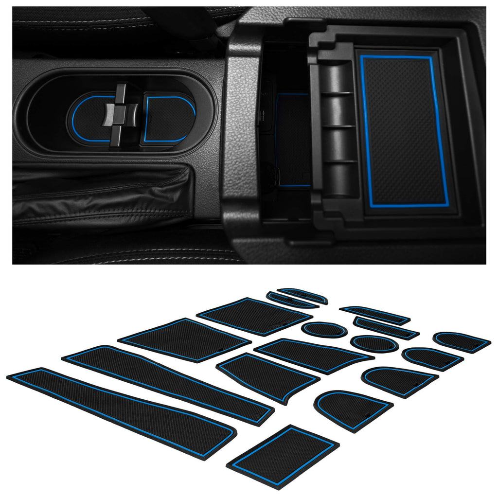  [AUSTRALIA] - CupHolderHero for Subaru Forester 2014-2018 Custom Liner Accessories – Premium Cup Holder, Console, and Door Pocket Inserts 17-pc Set (Blue Trim) Blue Trim