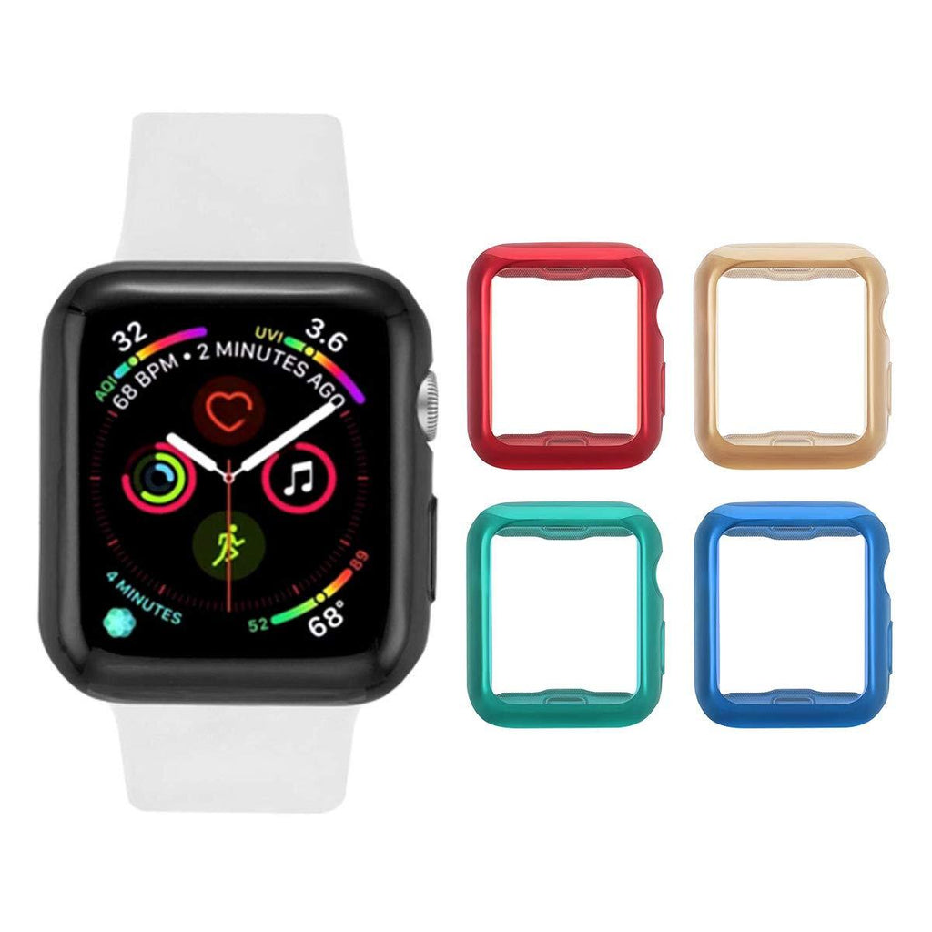 Tranesca 4 Pack Apple Watch case with Built-in TPU Screen Protector for 38mm Apple Watch Series 2 and Apple Watch Series 3-4 Pack (Red+Gold+Green+Blue) -Also with 4 complimentary Items Included ! 38 mm - LeoForward Australia
