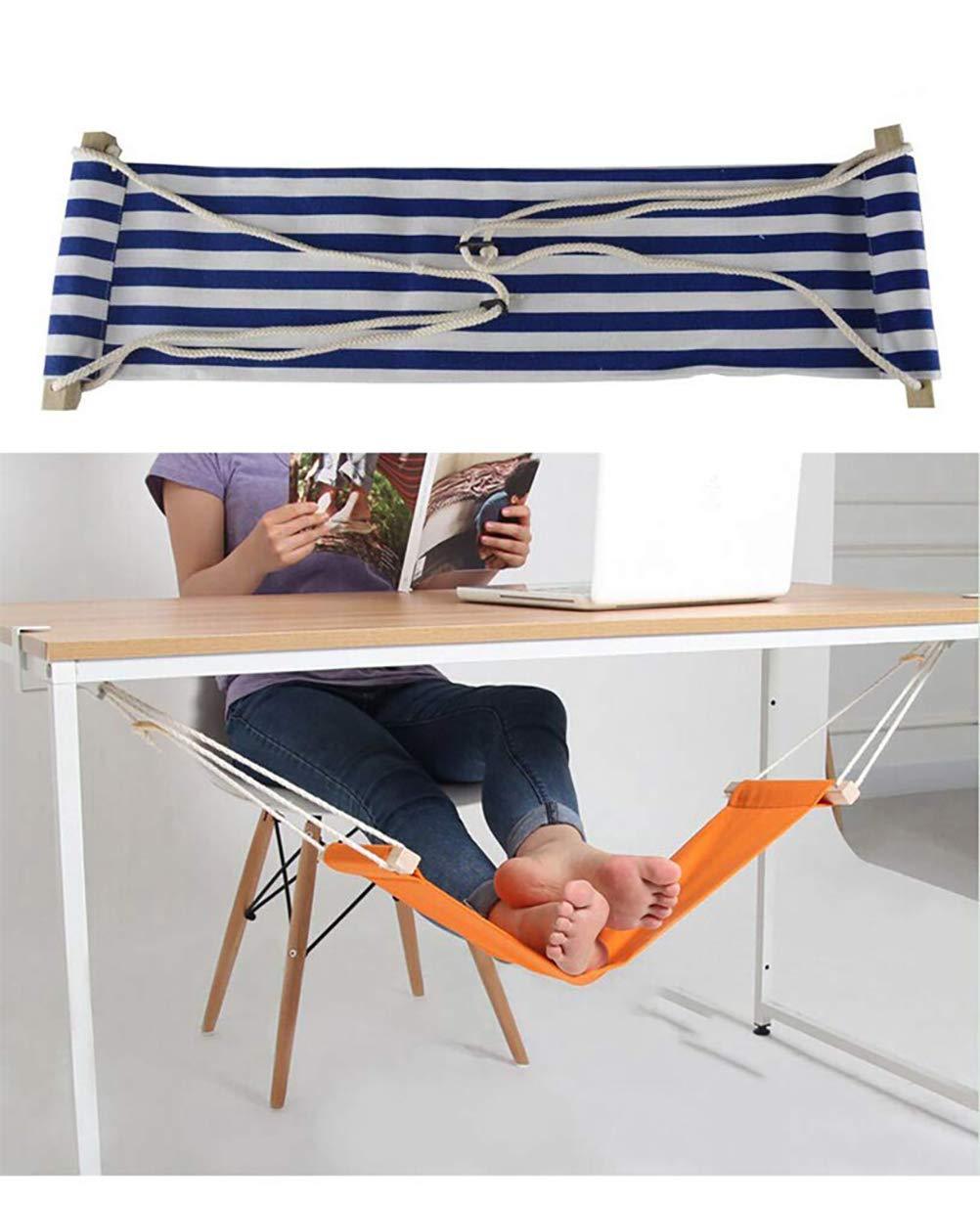 Home-organizer Tech Portable Adjustable Foot Hammock for Corner Desk Office Foot Rest Mini Under Desk Foot Rest Hammock for Home, Office, Airplane, Travel, Study and Relaxing (Blue White Strip) Blue White Strip - LeoForward Australia