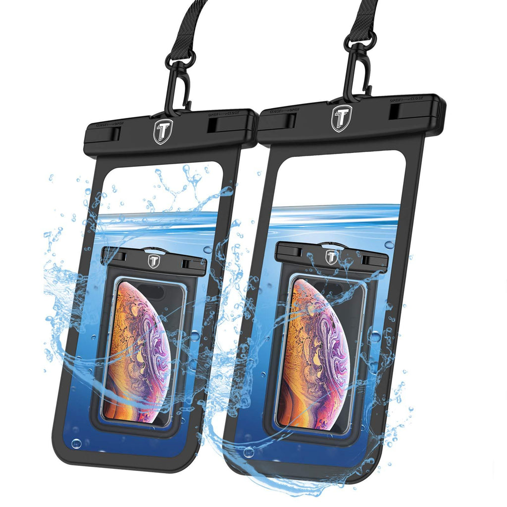 [AUSTRALIA] - Njjex Waterproof Phone Pouch 2-Pack Cell phone Dry Bag Case & Lanyard For Samsung Galaxy Note 20 Ultra S21 Plus S20 S10 S9 S8 A01 A11 A21 A51 A71 A02S A12 A32 A42 A52 iPhone 13 Pro Max 12 11 Xs Xr 8 7 Black (2 Pack)