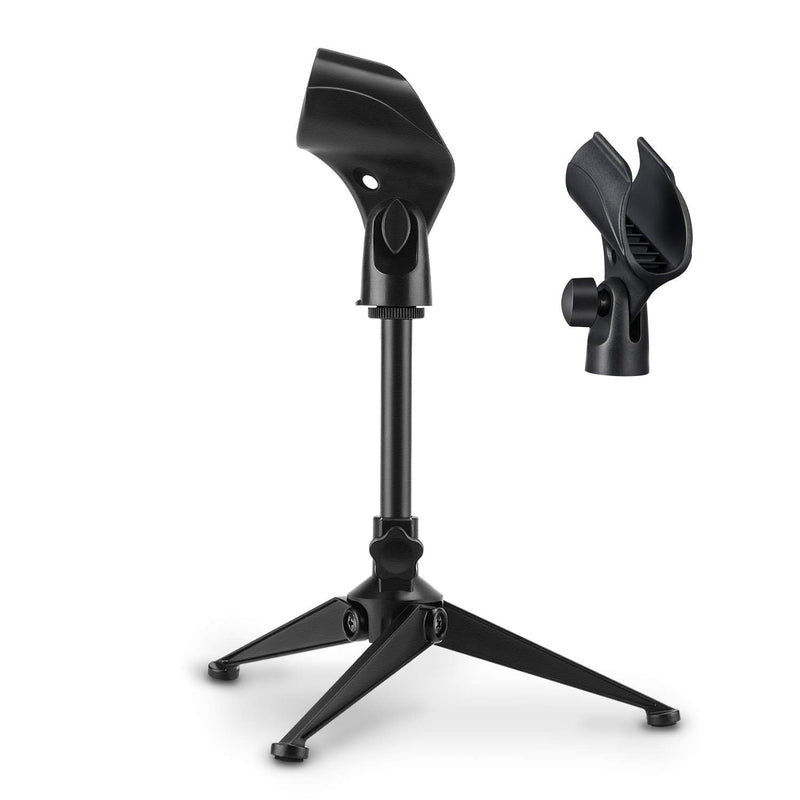  [AUSTRALIA] - Moukey Desk Mic Stand Universal Adjustable Desktop Microphone Stand Portable Foldable Tripod Mic Table Stand with Small Plastic Microphone Clip For Sm57 Sm58 Sm86 Sm87 Blue YetiBlue Snowball iCE
