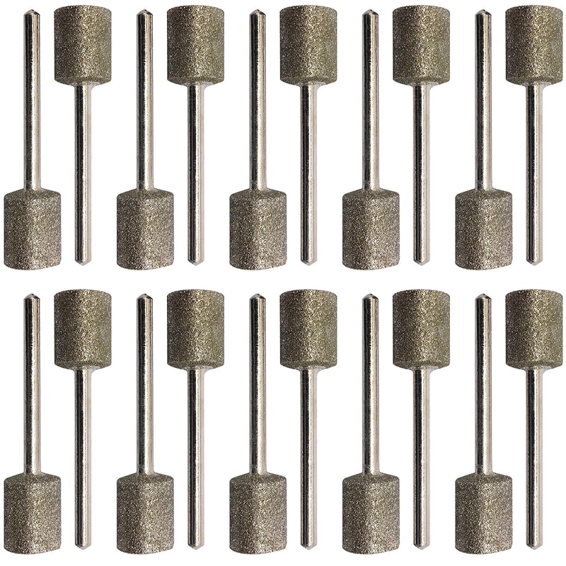  [AUSTRALIA] - 20Pcs Diamond Grinding Bits, 10mm Cylinder Head, 3mm Shank, 45mm Long Diamond Coated Burr Mounted Point