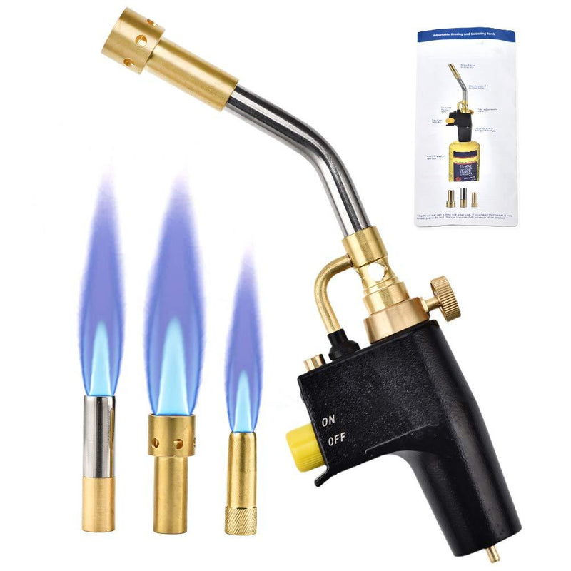  [AUSTRALIA] - SEAAN Propane MAPP Torch with 3 Tips Gas Trigger-Start Torch/Self-Lighting Swirl Style, Swirl Flame Tip for all Soldering and Brazing Applications