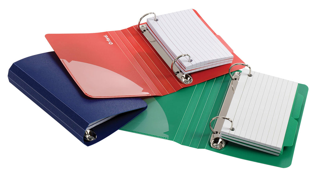  [AUSTRALIA] - Oxford Index Card Binder with Dividers, 3" x 5", Color Will Vary, 50 Cards,1 Binder (73570),Assorted (Blue, Green, Red) Assorted (Blue, Green, Red)