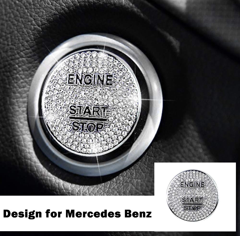 TopDall Crystal Bling Auto Start Engine Ignition Button Knob Ring Silver Sticker for Mercedes-Benz Ignition Cover A（1.4 Inch) - LeoForward Australia