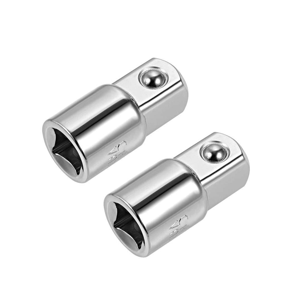  [AUSTRALIA] - uxcell 2 Pcs 3/8 Inch Drive (F) x 1/2 Inch (M) Socket Adapter, Female to Male, Cr-V (Silver) 3/8" F to 1/2" M Silver