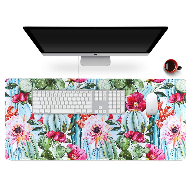Anyshock Desk Mat, Extended Gaming Mouse Pad 35.4" x 15.7" XXL Keyboard Laptop Mousepad with Stitched Edges Non Slip Base, Water-Resistant Computer Desk Pad for Office and Home (Cactus) - LeoForward Australia