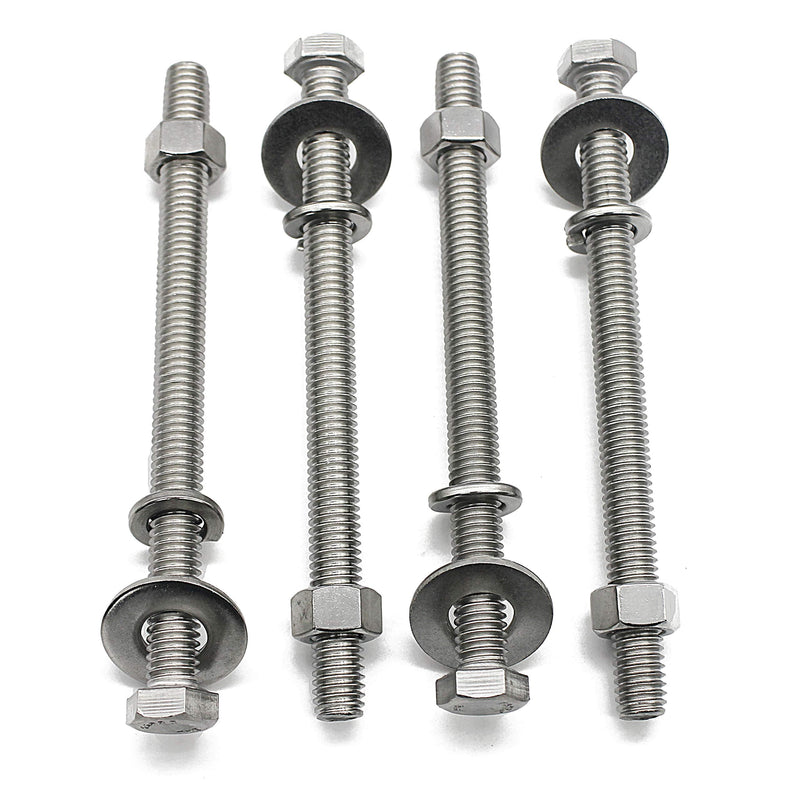  [AUSTRALIA] - (5 Sets) 5/16-18x4" Stainless Steel Hex Head Screws Bolts, Hex Machine Nuts, Fender Flat Washer& Split Lock Washers, 18-8 (304) S/S, Fully Threaded by Bolt Fullerkreg (5 Sets) 5/16x4"