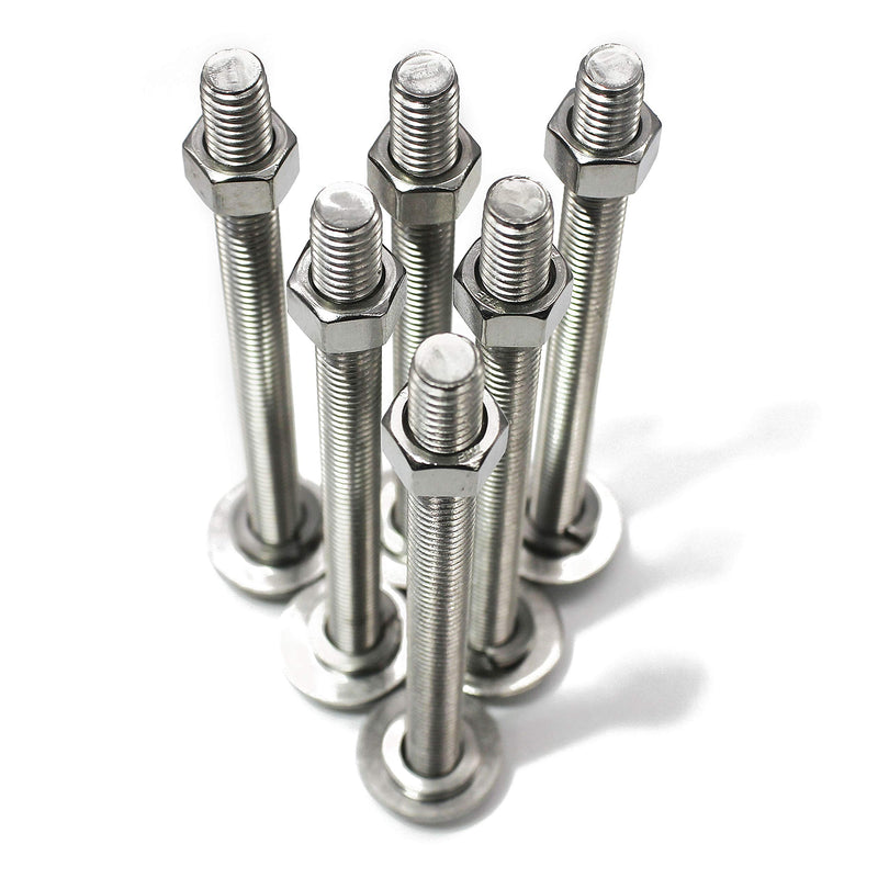  [AUSTRALIA] - (4 Sets) 3/8-16x4" Stainless Steel Hex Head Screws Bolts, Nuts, Flat & Lock Washers, 18-8 (304) S/S, Fully Threaded by Bolt Fullerkreg (4 Sets) 3/8x4"