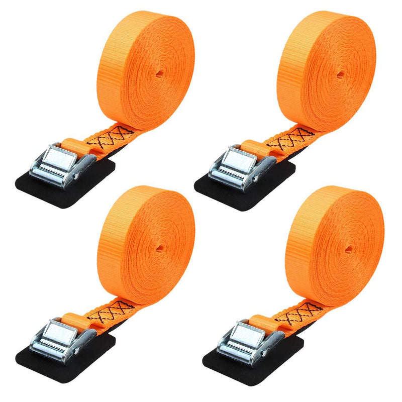  [AUSTRALIA] - JCHL Sturdy 20-foot-by-1-inch Tie Down Strap Lashing Strap Cargo Tie-Down Strap Padded Cam Lock Buckle 1000lbs Capacity (4-Pack) Orange-4Pack