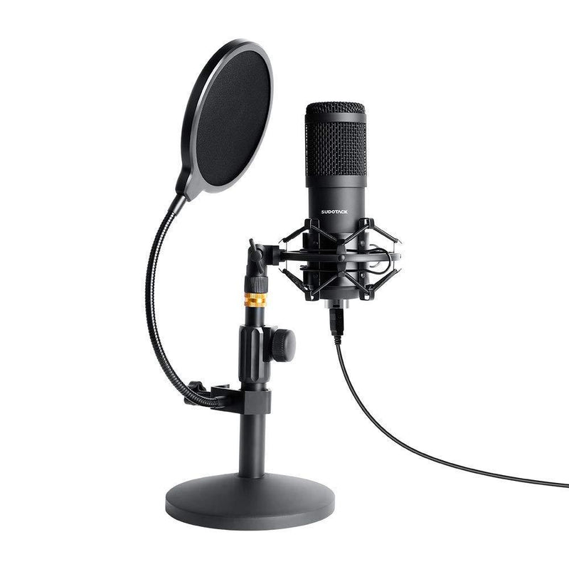  [AUSTRALIA] - USB Streaming Podcast PC Microphone, SUDOTACK Professional 192kHz/24bit Studio Cardioid Condenser Mic Kit with Sound Card Shock Mount Pop Filter, for Skype Youtuber Karaoke Gaming Recording