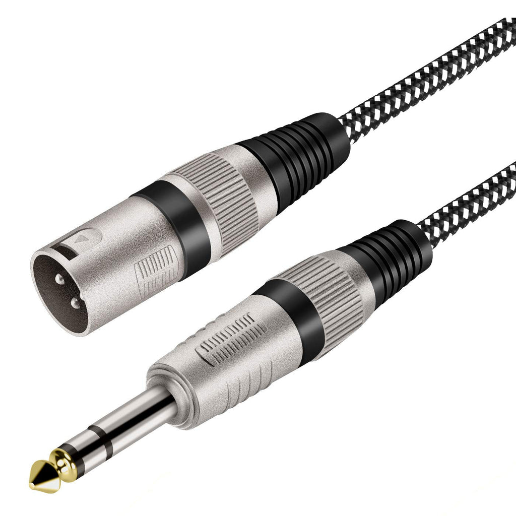  [AUSTRALIA] - XLR Male to 1/4 Inch TRS Cable 6 FT, Nylong Braided XLR 3 Pin Male to Quarter inch 6.35mm TRS Male Balanced Interconnect Wire Mic Cord (Pure Copper Conductors) 6FT
