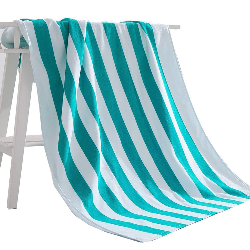  [AUSTRALIA] - Exclusivo Mezcla 100% Cotton Cabana Blue Striped Beach/Pool/Bath Towel(30" x 60")—Soft, Quick Dry, Lightweight, Absorbent and Plush 30“x60”