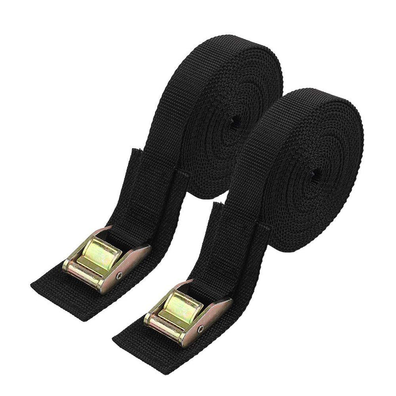  [AUSTRALIA] - Lashing Strap,Tie Down Straps Cargo Tie-Down Strap Sturdy 16-foot-by-1-inch Thickened Cam Lock Buckle, 2 Pack（Black）